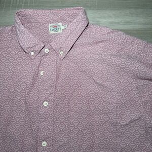 Faherty Stretch Playa Shirt Mens XL Pinkv Geometric All over‎ print button Down